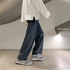 男士牛仔裤潮牌宽松直筒潮流港风网红裤子ins坠感阔腿裤NK70-P35，男装牛仔裤，星座1008-1