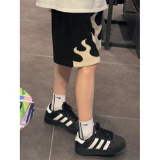 【网图】撞色火焰短裤男女阔腿五分裤美式hiphop裤子GK16LL-特P30，男装牛仔裤，星座1007（原301D）