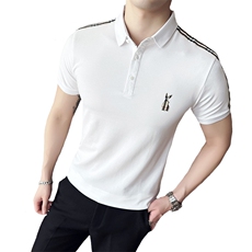 2024新款丝光珠地面料修身翻领短袖POLO衫男PL9303-p55，男装Polo衫，电商D303