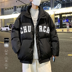 港风夜景字母印花时尚面包服白鸭绒羽绒服A247-YR213P195控258，男装羽绒服，电商A247