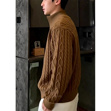 冬季新款男士潮牌绞花纹立领拉链针织开衫复古毛衣MY87，男装针织衫/毛衣，星座1116A（原606A-3）