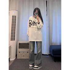 美式hiphop牛仔裤修身直筒微喇叭裤，男装牛仔裤，星座310A-4