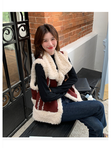皮毛一体马甲小个子加厚羊羔毛背心女冬季图片