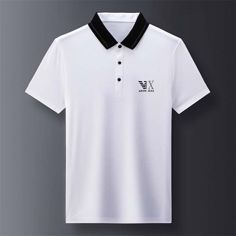 2023夏季中年装短袖t恤男士夏装翻领打底衫衣服中老年男冰丝上衣,男装T恤,电商B212（原钱塘6029）