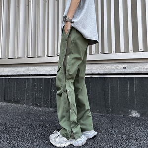 机能排扣冲锋工装裤男宽松直筒夏季户外登山裤子休闲裤B8599-p40,干净的夏季穿搭图片
