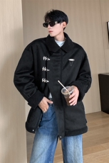 1港风翻领麂皮绒羊羔毛金属飞机扣大码M-5XL棉衣YG77108P135控178，男装棉衣，星座226-2