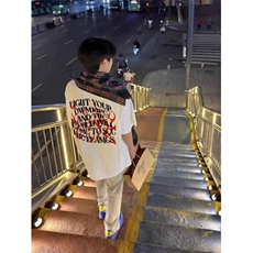 2025夏季新款男女潮流潮牌短袖t恤设计感小众高级美式重磅体恤杉，男装T恤，四季星座505