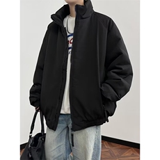 慵懒日系美式复古加绒加厚立领工装棉服男女冬季潮牌情侣保暖棉衣，男装棉衣，星座1013-1