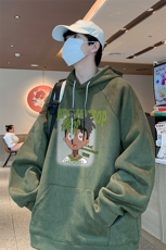 已注册港风抖音直播得物品质宽松麂皮绒连帽卫衣W6006P48，男装卫衣，电商C408-1(原B339-1)