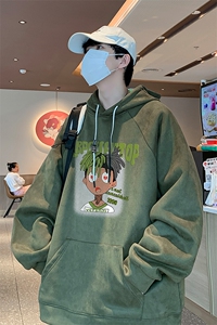 已注册港风抖音直播得物品质宽松麂皮绒连帽卫衣W6006P48图片