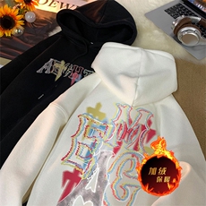 500克重磅冬季美式加绒加厚卫衣外套DL1308常规特P35加绒特40，男装卫衣，电商A486
