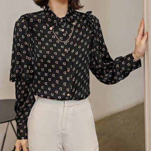 时尚气质小衫春季款新款2021女装打底雪纺衫内搭洋气百搭小众，女装蕾丝衫/雪纺衫，初婇