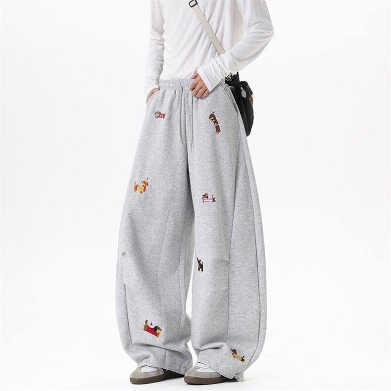 【现货】XZ1218(原611-3)BKW08特价P52美式小狗刺绣休闲卫裤,男装休闲裤,星座1218（原611-3）