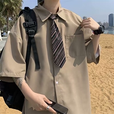 夏季新款衬衫潮流男高级感百搭简约休闲衬衣送领带CS071-P32，男装衬衫，星座308B-1