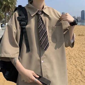 夏季新款衬衫潮流男高级感百搭简约休闲衬衣送领带CS071-P32图片