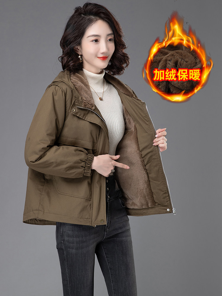 时尚女装派克服水洗棉加绒加厚休闲外套,女装派克服,曼沙奕珂