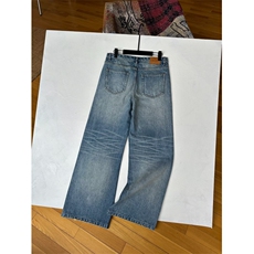 美式复古水洗折痕磨白阔腿牛仔裤宽松直筒拖地裤子K7125-P40网图，男装牛仔裤，电商B245