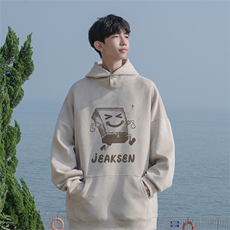 24秋季新款海绵宝宝印花麂皮绒宽松连帽卫衣wljp5621-特p45控79，男装卫衣，星座605(原A050)