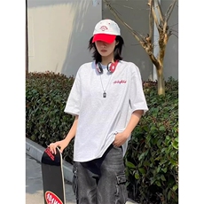 万针全刺绣工艺抖音得物高品质260克重磅纯棉双纱美式高街短袖T恤，男装T恤，电商A486-1