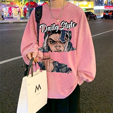 直播品质重磅纯棉美式蜡染水洗做旧潮牌宽松长袖t恤CT306特P38，男装T恤，电商A486