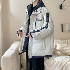 棉服男冬季新款港风宽松假两件连帽棉衣MF8587-特P78图片