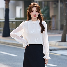 BAO现货2026春季新款时尚气质优雅立体织花减龄显瘦长袖百搭衬衣，女装衬衫，时尚俏佳人