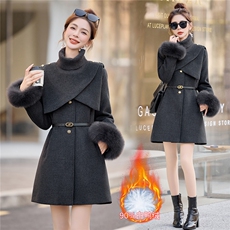 《现货》2025年冬季90白鸭绒中长款韩系淑女针织领狐狸毛羽绒服，女装羽绒服，小九月