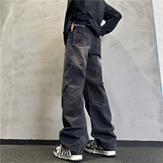 k1085-p55-控78S-3XL现货折皱宽松cleanfit牛仔裤，男装牛仔裤，星座116