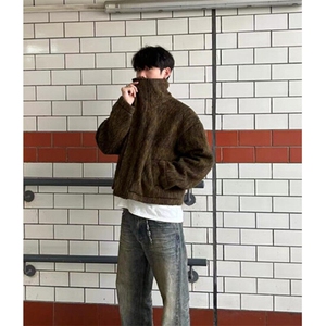 加厚慵懒风开衫毛衣外套男女年冬季小众设计感百搭上衣 J8161图片