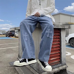2023年新款男直筒休闲十字架牛仔裤N3047P45,男装牛仔裤,星座1116-2