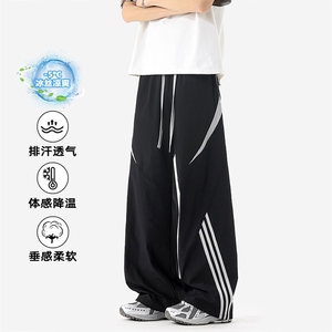 2026夏季新款冰丝拼接条纹大码休闲裤男K6760-特P35建议零售价88图片