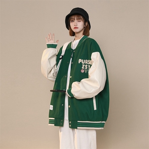 中性风秋季夹克宽松落肩拼色棒球服上衣外套DSA157B-JK714-P78图片