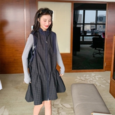 新品大货好数据格子无袖连衣裙+T套装6837-P195控318，女装套装/套裙，2C196