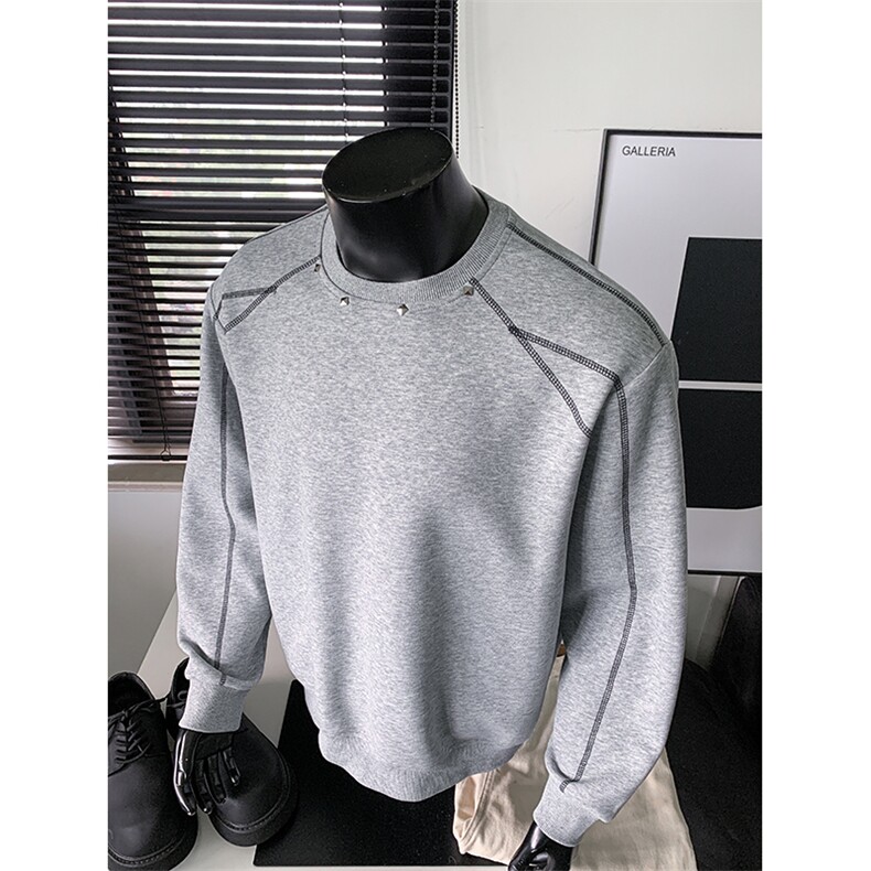 美式解构铆钉拼接卫衣男秋季潮牌设计感宽松大码痞帅休闲上衣外套，男装卫衣，电商A001-1