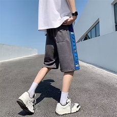 夏季新款休闲短裤男潮牌拼色运动字母潮流宽松学生五分裤DK65p30，男装牛仔裤，星座1013