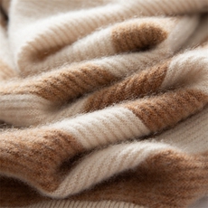 秋冬新款开翻领条纹套头衫时尚百搭，女装羊绒衫，臻维羊绒