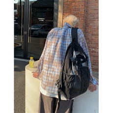 格纹长袖衬衫男夏季新款宽松休闲潮流百搭扎染衬衣外套MS111-p45，男装衬衫，星座1008