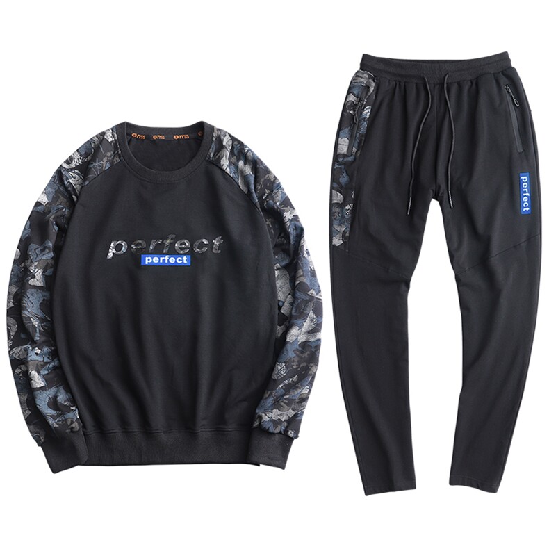 运动套装男士春季卫衣休闲运动服装两件套加肥加大L-9XL 9568P130图片