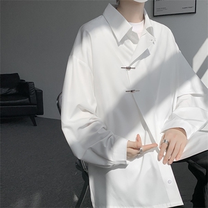 CS1153-特P40  控78 秋季新款垂感佳新中式衬衫宽松衬衣大码男图片