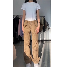 春秋无品牌常规美式微喇牛仔裤女拖地休闲长裤子直筒裤潮流高腰，男装牛仔裤，星座506A