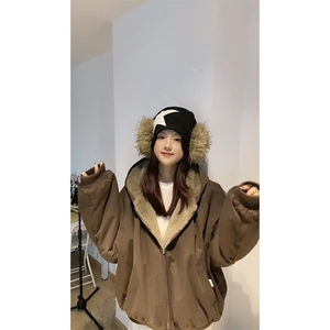 两面穿现货重磅短款座山雕棉衣男女双面穿毛毛绒棉服加厚外套图片