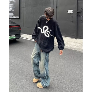 针织衫男女韩版潮流提花宽松百搭帅保暖2024冬季ins毛衣MZ573-P53图片