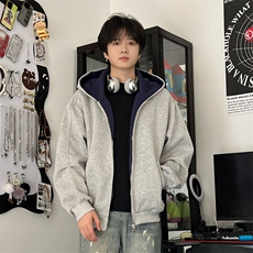抖音得物高品质二开25秋冬美式重磅宽松结构双面连帽卫衣外套W68，男装卫衣，电商A486