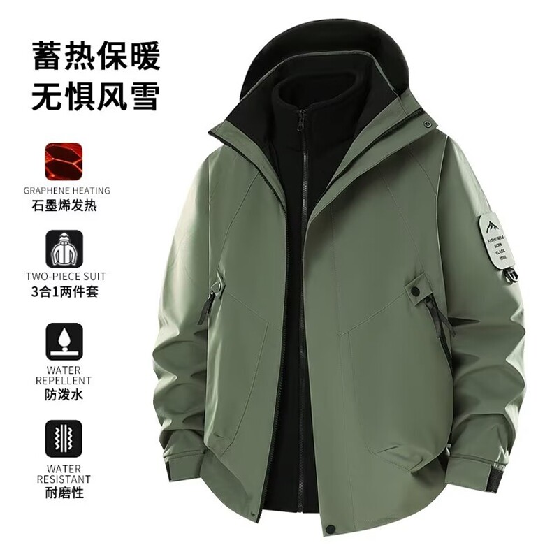 网络图现货美式冲锋衣男女款三合一可拆卸工装登山服J2517-P95,男装夹克,星座715-7