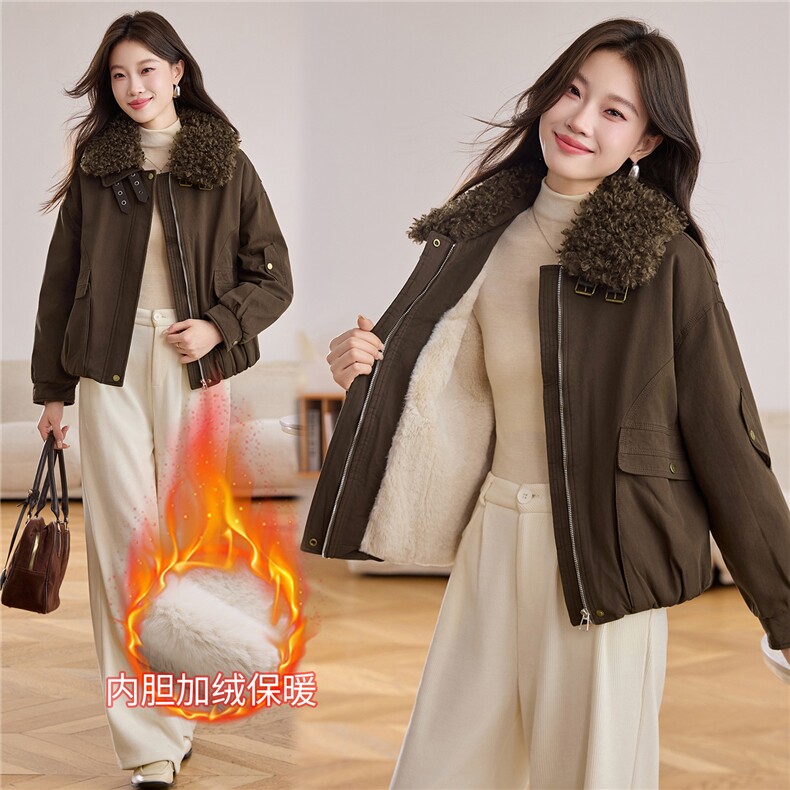 现货！现货！2025冬季女装新款加绒加厚棉衣棉服图片