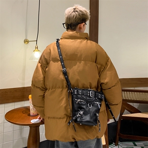 休闲棉服男生秋冬复古纯色简约立领面包服宽松大码情侣棉袄上衣服图片