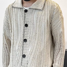 冬季常规休闲圆领青少年慵懒老钱风开衫镂空感针织衫外套潮长袖，男装针织衫/毛衣，星座410-6（原星座1304-1）