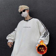 抖音得物供货提供视频秋冬重磅美式宽松织带圆领卫衣0308，男装卫衣，电商A486