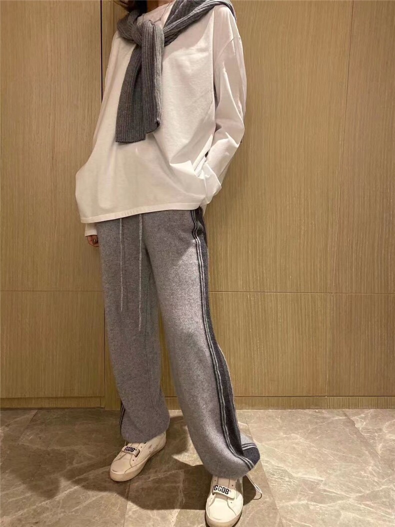 时尚舒适绒面抽绳卫裤显瘦百搭休闲裤裤腿可调节设计,女装休闲裤,欣美羊绒