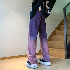 B221高品质美式ins高街小众渐变色直筒牛仔裤LK23024-P60控78，男装牛仔裤，电商B221